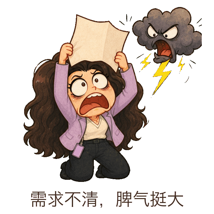 需求不清，脾气挺大